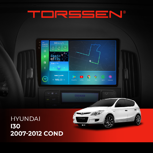 Штатна магнітола Torssen 2K Hyundai i30 2007-2012 cond F98256 4G Carplay DSP