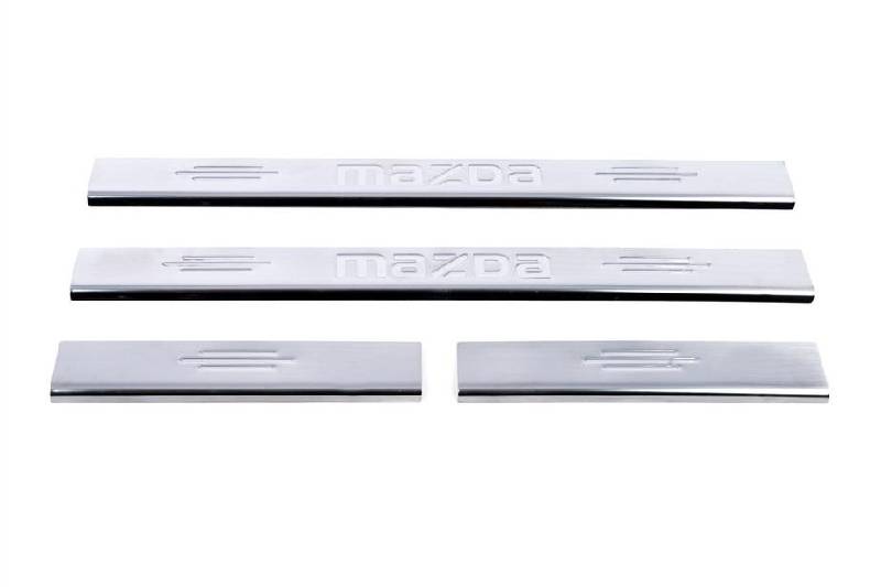 Накладка на пороги Carmos (нерж) V-1 4 накладки, з написом V-1 Mazda 3 2003-2009 рр.