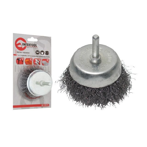 Щетка чашечная 100 мм для дрели, 1/4 (крученая проволока)