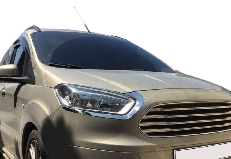 Вії на фари (2 шт., нерж) OmsaLine - Італійська нержавійка Ford Courier 2014-2023 рр.