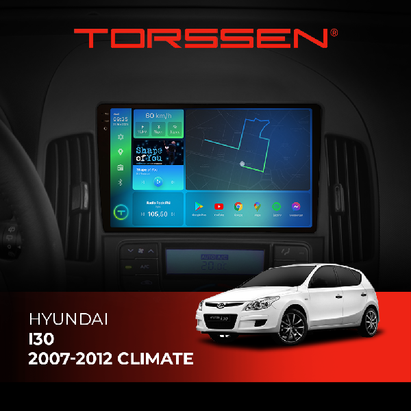 Штатна магнітола Torssen 2K Hyundai i30 2007-2012 climate F9464 4G Carplay DSP