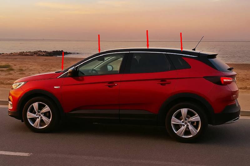 Верхні молдинги стекол (8 шт, нерж) Opel Grandland X 2017- рр.