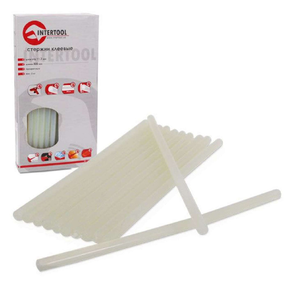 Комплект прозрачных клеевых стержней 11,2 мм x 300 мм, уп. 2 кг INTERTOOL