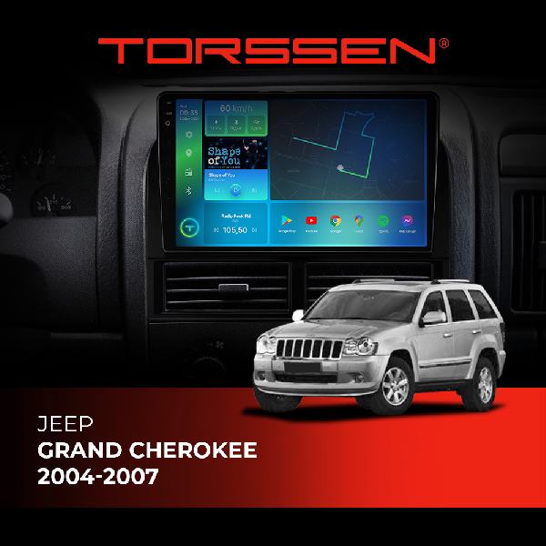 Штатна магнітола Torssen 2K Jeep Grand Cherokee 04-07 F96128 4G Carplay DSP