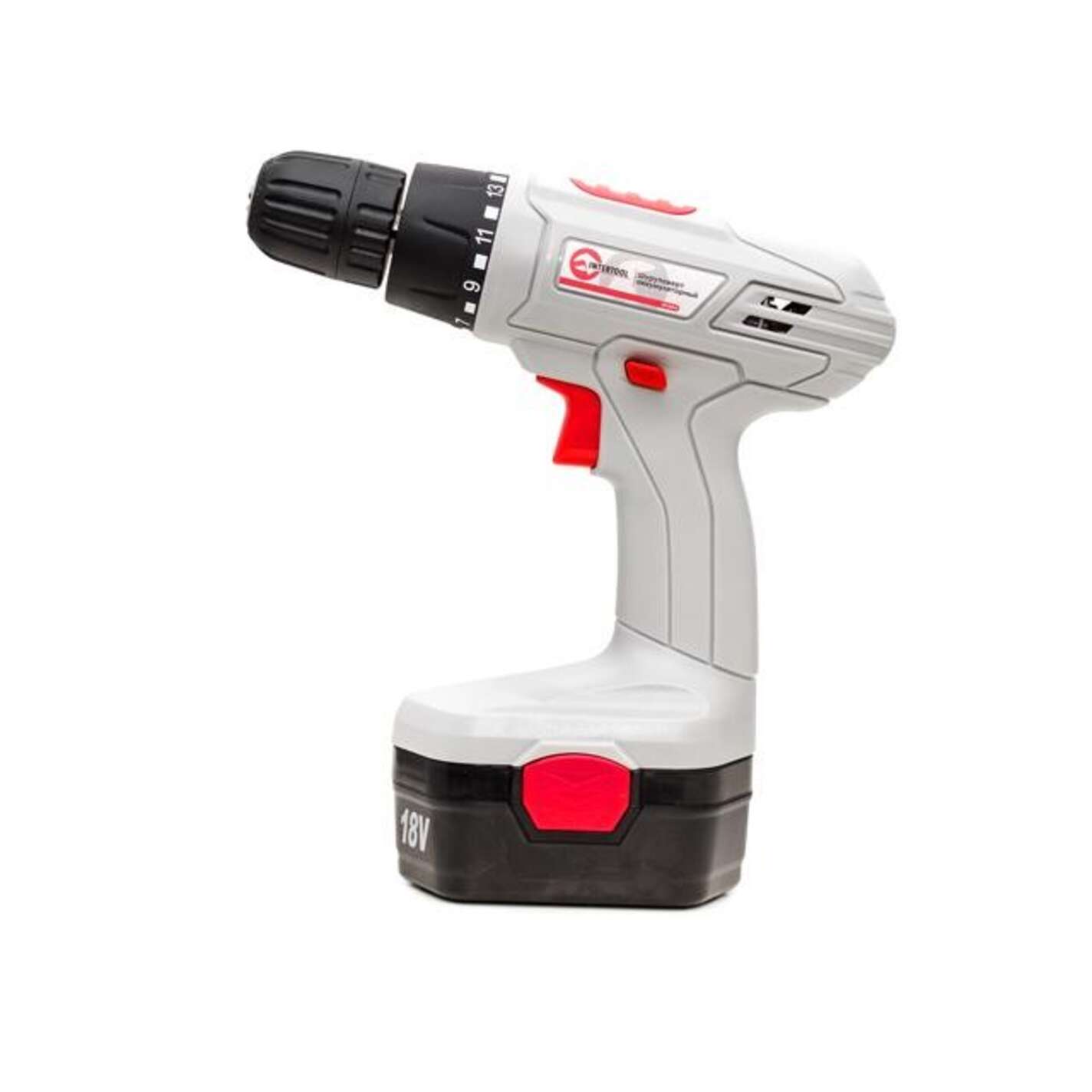 Дрель-шуруповерт аккумуляторная NiCd 18В, 1 аккумулятор, 1.2Ач, 0-10мм, 16Нм INTERTOOL