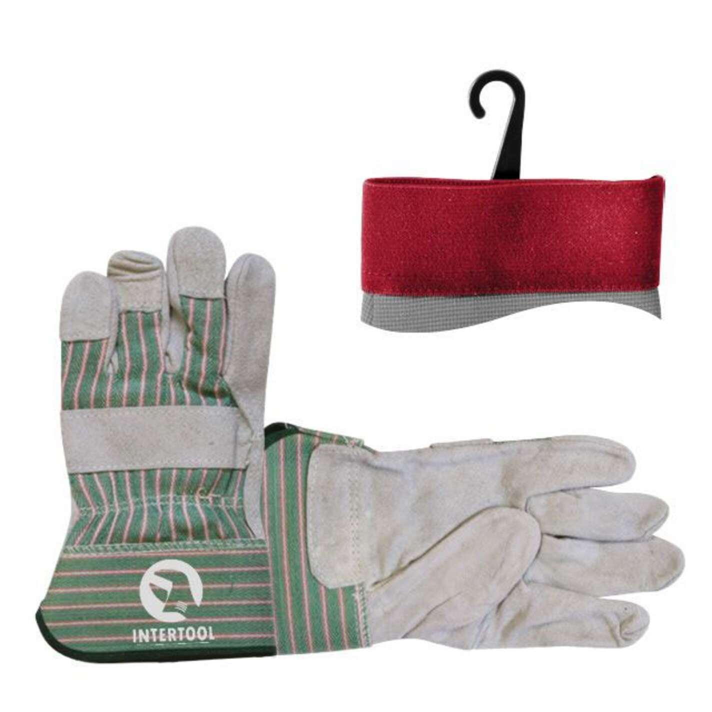 Замшева рукавичка з цільного матеріалу з коттоновими вставками 10,5, манжет гумовий INTERTOOL