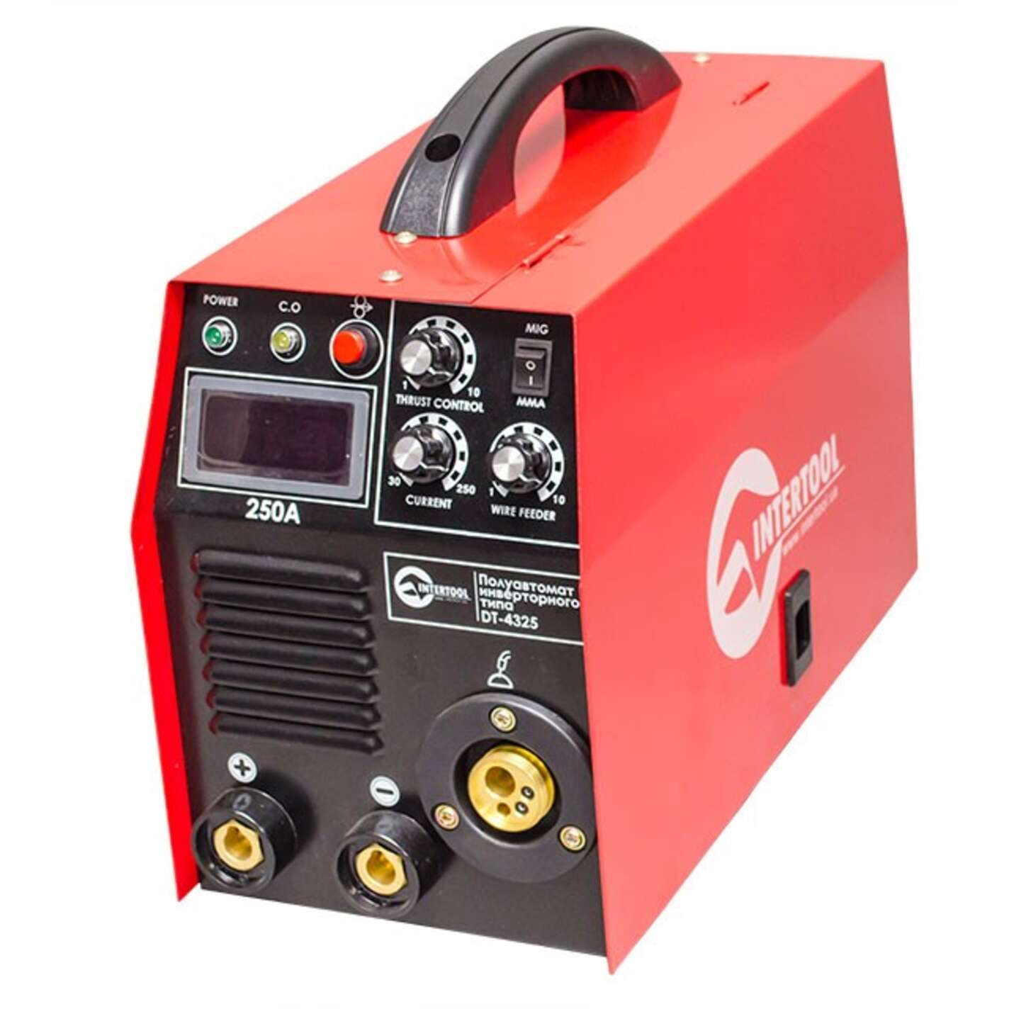 Полуавтомат сварочный инверторного типа комбинированный 7,1 кВт, 30-250 А., проволока 0,6-1,2 мм., электрод 1,6-5,0 мм INTERTOOL