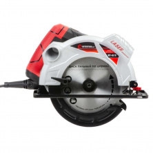 Пила дисковая 1500Вт, 5800об/мин, угол 90-45, глубина распила 65-43мм, диск 190мм*20мм, 24зуба, лазер