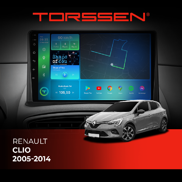 Штатна магнітола Torssen Renault Clio 05-14 NF9 Carplay