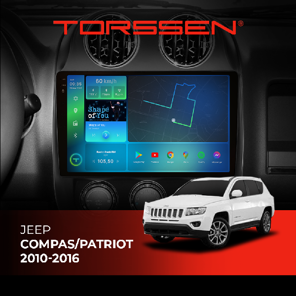 Штатна магнітола Torssen 2K Jeep Compas/Patriot 10-16 F10432 4G Carplay DSP