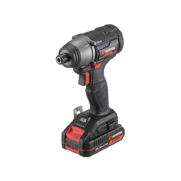 Шуруповерт ударный аккумуляторный с бесщеточным двигателем 20 В, 200 Нм, 0-2900 об/мин, 0-4000 уд/мин, 1/4, Li-ion, 2.0 Ач, ЗУ 2 А, кейс