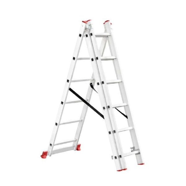 Лестница алюминиевая 3-х секционная универсальная раскладная 3x6 ступ. 3,41 м INTERTOOL
