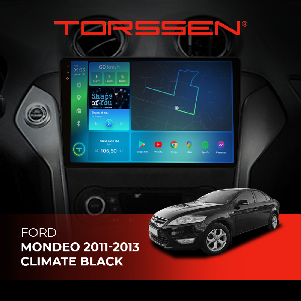 Штатна магнітола Torssen 2K Ford Mondeo 11-13 climate black F10464 4G Carplay DSP