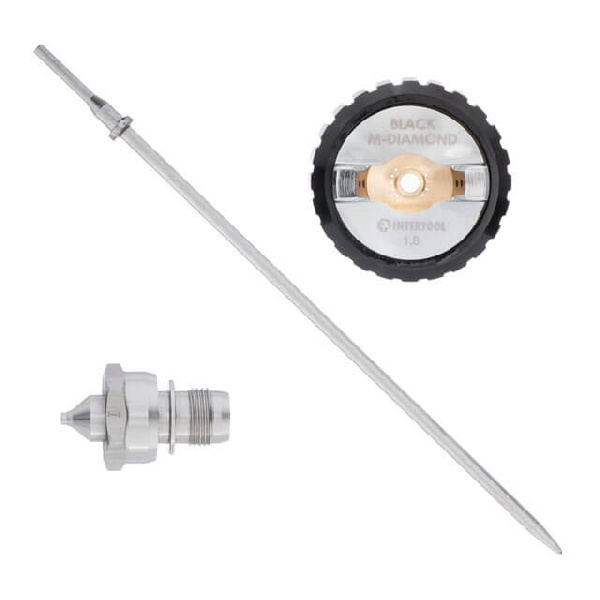 Комплект 1.8мм форсунка, воздушная головка, игла для краскопультов HVLP BLACK M-DIAMOND (PT-0163, PT-0164, PT-0168) STORM