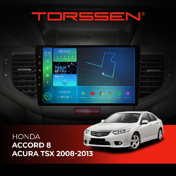Штатна магнітола Torssen Honda Accord 8/Acura TSX 08-13 NF9 Carplay