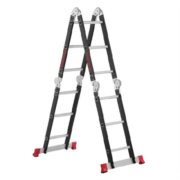 Лестница многофункциональная трансформер 4х3 ступеньки, стальной профиль, 3380мм, 150 кг.