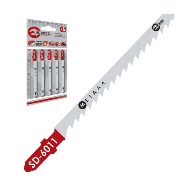 набор полотен 5 ед. для лобзика. Рабочая длина 75 мм, расстояние между зубцами 3,0 мм, для работы с цветным металлом и армированным пластиком.
