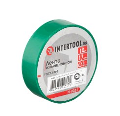 Стрічка ізоляційна 0,15 мм x 17 мм x 10 м зелена INTERTOOL
