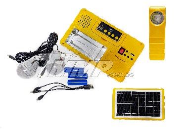 Фонарь многофункциональный LED с солнечной панелью, плеер+FM (2 лампы LED 3W/кабель 3 в 1) EVO