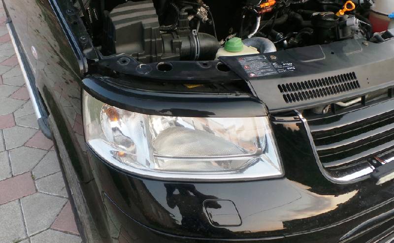 Вії для фар (2 шт, чорні) Чорний мат Volkswagen T5 Transporter 2003-2010 рр.