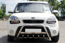 Кенгурятник (нерж) 51 мм, з написом Kia Soul I 2008-2013 рр.