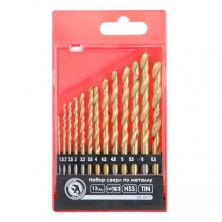 Набор сверл по металлу DIN338 HSS 13шт (1.5-6.5), покрытие Ti