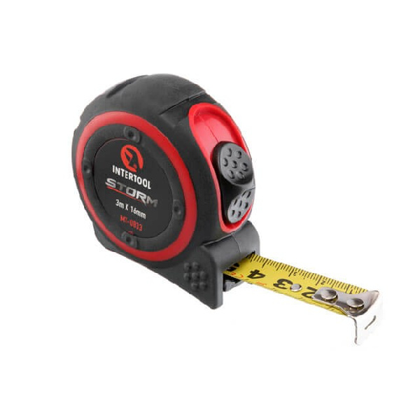 Рулетка с металлическим полотном 3м*16мм, нейлоновое покрытие полотна STORM