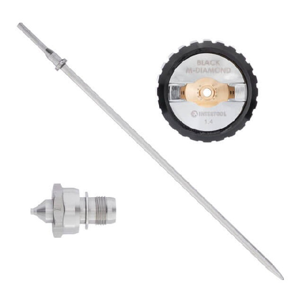 Комплект 1.4мм форсунка, воздушная головка, игла для краскопультов HVLP BLACK M-DIAMOND (PT-0163, PT-0164, PT-0168) STORM