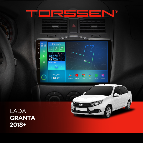 Штатна магнітола Torssen Lada Granta 18+ FL9 4+64Gb 4G Carplay DSP
