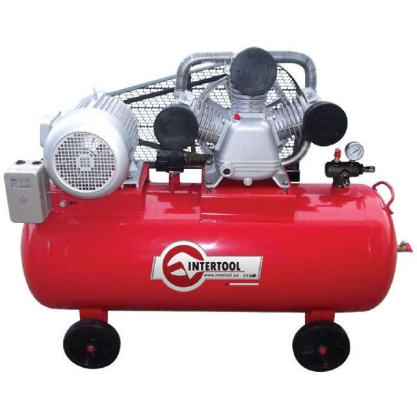Компресор 200 л, 7,5 кВт, 380 В, 10 aтм, 1050 л/хв., 3 циліндри INTERTOOL