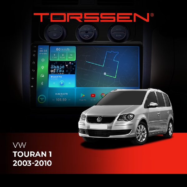 Штатна магнітола Torssen VW Touran 1 (2003-2010) F9332 4G Carplay DSP