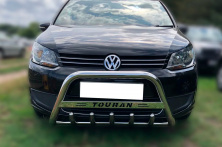 Кенгурятник (нерж) 60 мм, з написом Volkswagen Touran 2010-2015 рр.