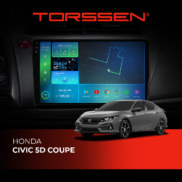 Штатна магнітола Torssen 2K Honda Civic 5D Coupe F9464 4G Carplay DSP