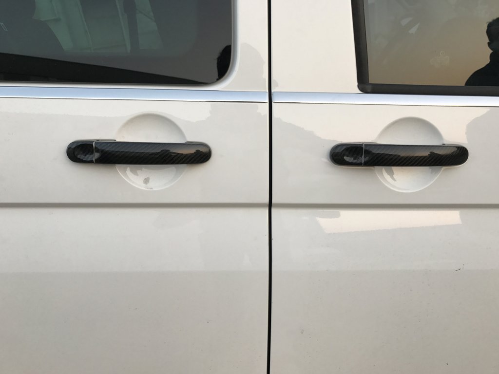 Накладки на ручки (натуральний карбон) 4 ручки для Volkswagen T5 Caravelle 2004-2010 рр