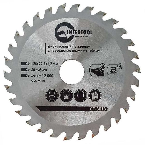 Диск пильный по древесине с твердосплавными напайками 125*22*1.4 мм, 30 зубов