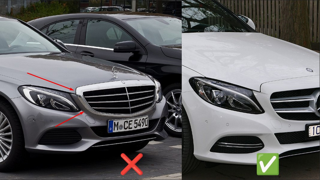 Передня решітка AMG Silver (для Avantgarde/AMG-Line/C43 AMG) 2014-2018, без камери для Mercedes C-сlass W205 рр