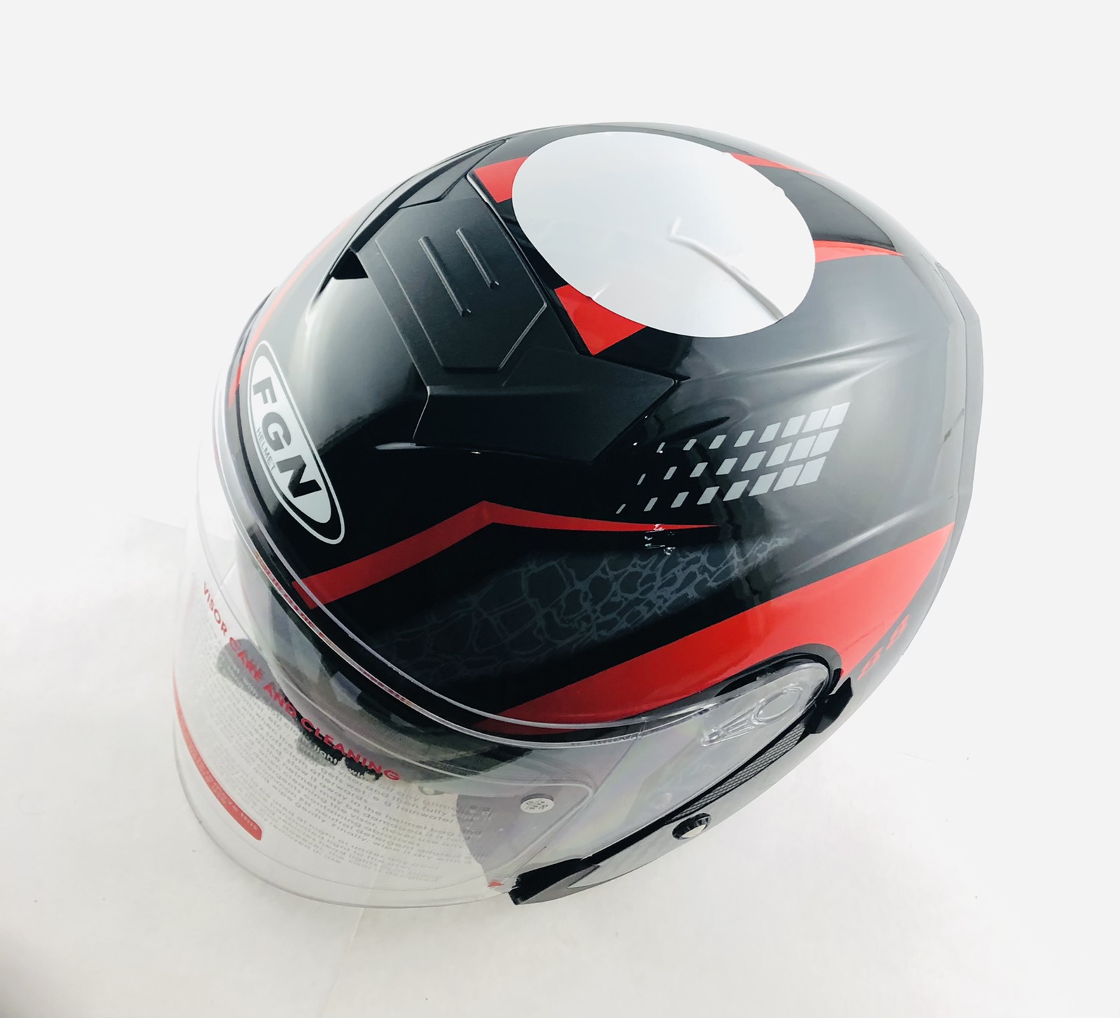 Шолом відкритий (mod: FX-512) (size: XL, чорний, червоний декор, ARROW) FGN