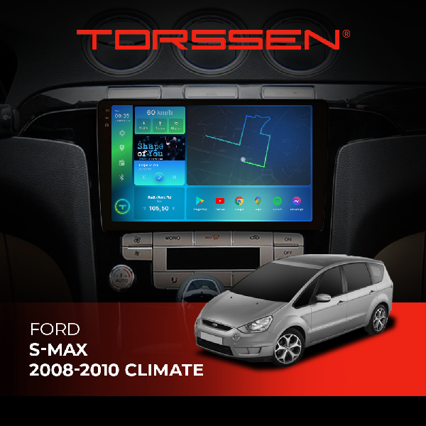 Штатна магнітола Torssen 2K Ford S-max 08-10 climate F9332 4G Carplay DSP