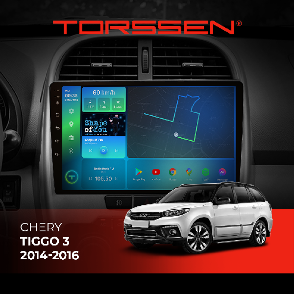 Штатна магнітола Torssen Chery Tiggo 3 14-16 F10232 4G Carplay DSP