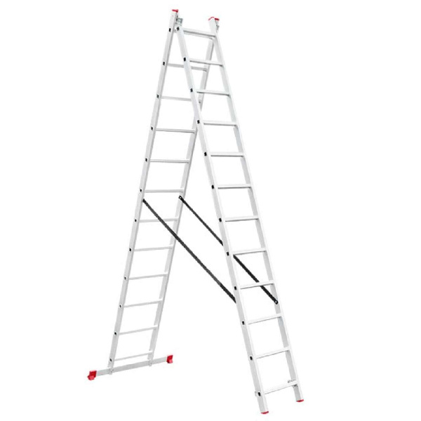 Лестница алюминиевая 2-х секционная универсальная раскладная 2x12 ступ. 5,93 м INTERTOOL
