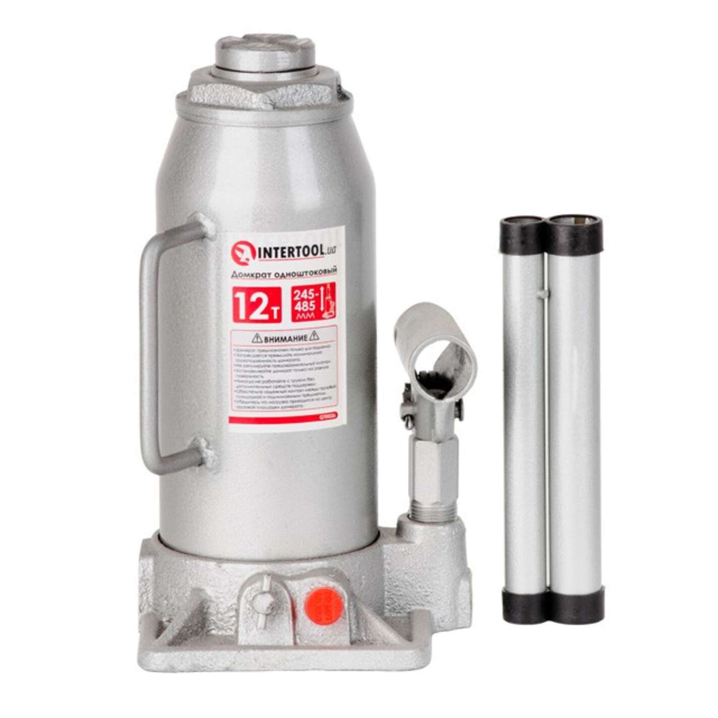 Домкрат гидравлический столбик одноштоковый 12т INTERTOOL
