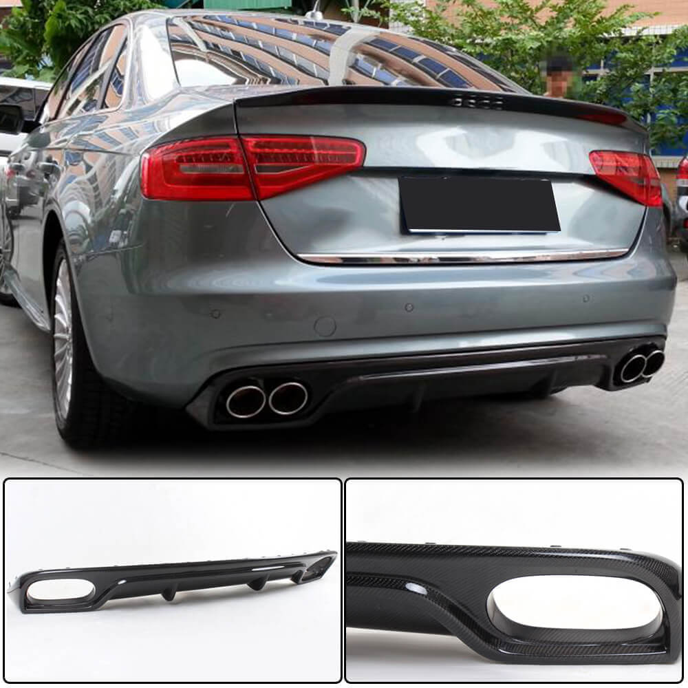 Дифузор заднього бампера (для Base 2011-2015, Карбон) Audi A4 B8 2007-2015 гг.