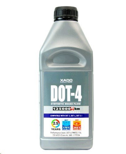 Гальмівна рідина DOT 4 (1л) XADO Синтетика (пластикова каністра 1 л)