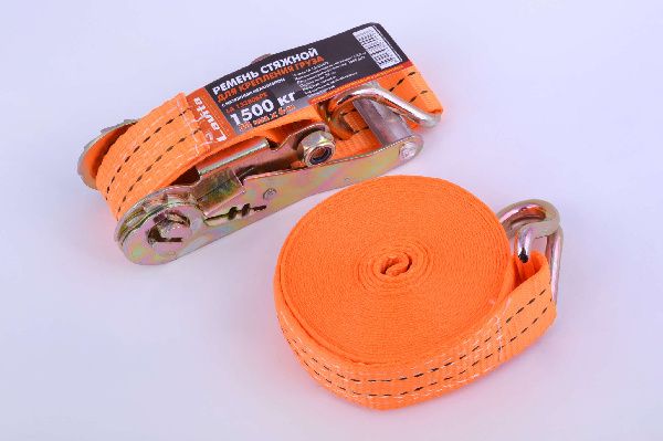 Ремень стяжной с натяжным механизмом 1500кг, оранжевый LVT
