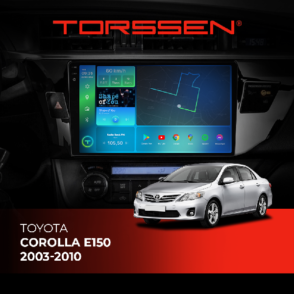 Штатна магнітола Torssen 2K Toyota Corolla E150 2003-2010 F9232 4G Carplay DSP