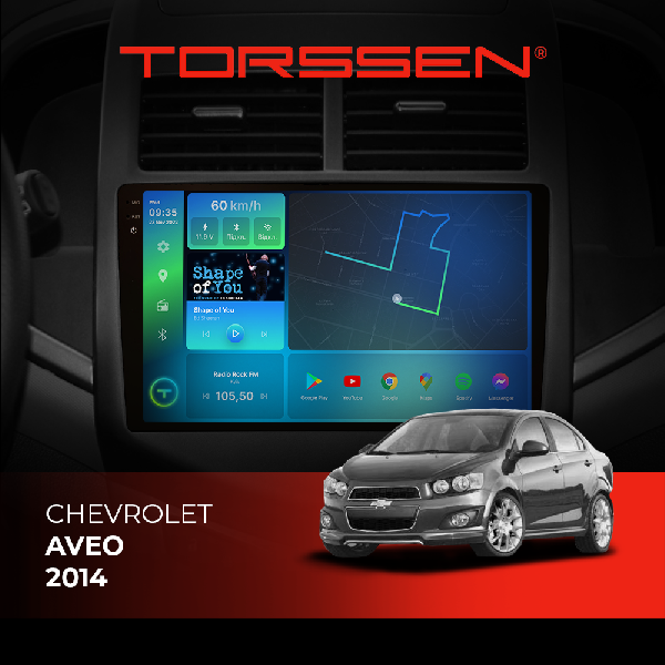 Штатна магнітола Torssen 2K Chevrolet Aveo 14- FL9 4+64Gb 4G Carplay DSP