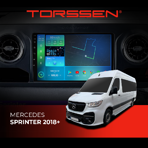 Штатна магнітола Torssen Mercedes Sprinter 2018+ FL10 4+64Gb 4G Carplay DSP