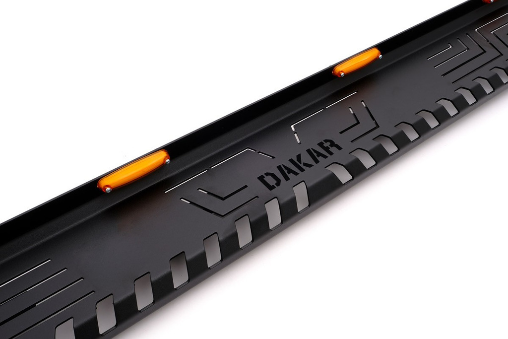 Бокові пороги Dakar V1 з LED (2 шт, метал) для Toyota Hilux 2015- рр