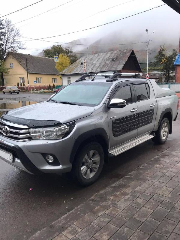 Рейлінги з перемичками (2 шт, Хром) Toyota Hilux 2015- рр.
