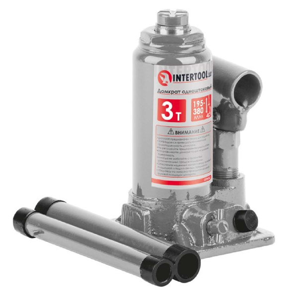 Домкрат столбик одноштоковый 3т, в пластиковом кейсе INTERTOOL